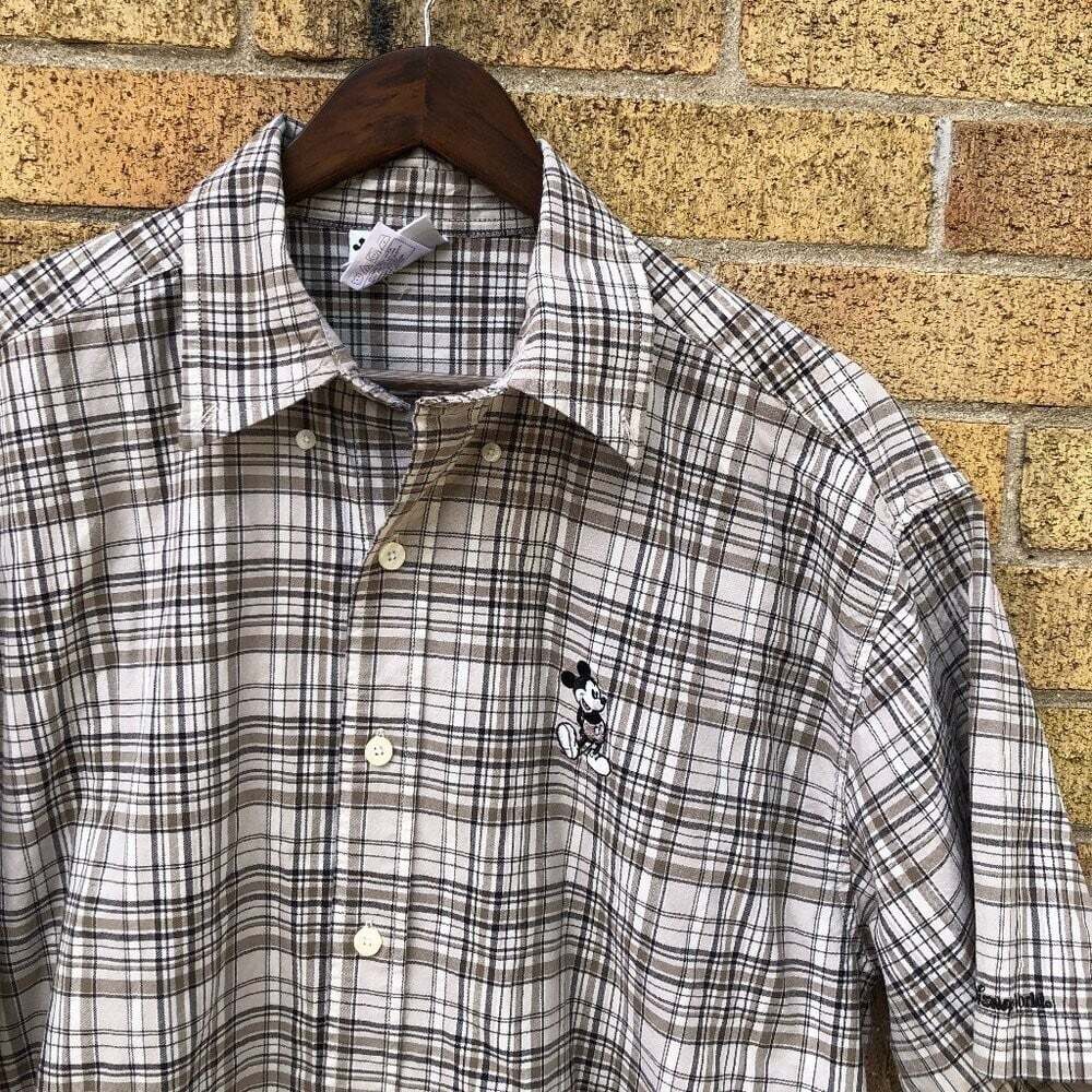 Vintage Disney Button Up Shirt Large Gray